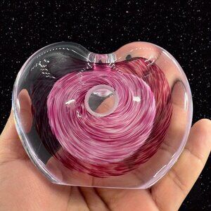 Heavy‎ Heart Glass Paperweight Figurine Doubled Sided Perfume Bottle No Stopper